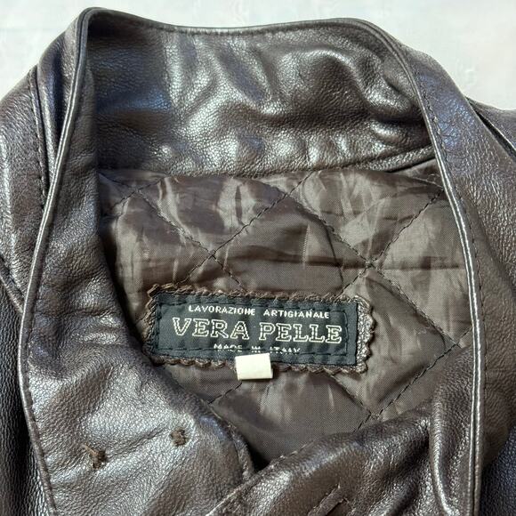 Vintage 90s Brown Italian Leather Oversized Jacket (S/M) - Picture 7 of 7